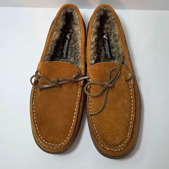 NWOT - American Eagle Classic Tan Suede Moccasin Slippers – Men’s Size 9 - Picture 5 of 6
